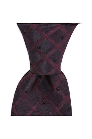 Bordo desenli 8 cm genişliğinde ipek kravat