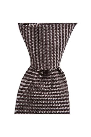 Kahverengi 7,5 cm genişliğinde ipek kravat