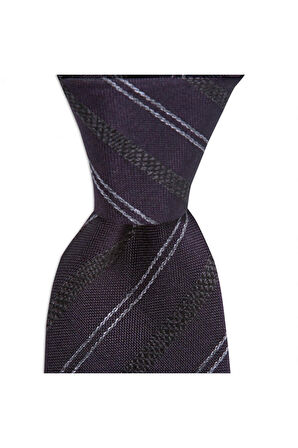 Mor renkli 8 cm genişliğinde yün ipek karışımlı kravat