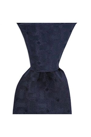 Lacivert desenli  8 cm genişliğinde ipek kravat
