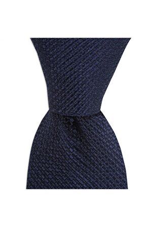 Lacivert desenli 8 cm genişliğinde ipek kravat