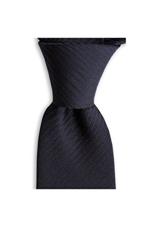 Siyah çizgili 7 cm genişliğinde ipek kravat