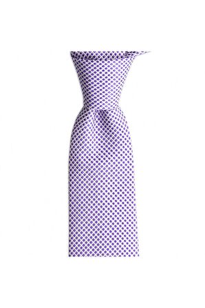 Lila desenli 7 cm genişliğinde ipek kravat