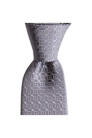 Gri desenli 7,5 cm genişliğinde ipek kravat
