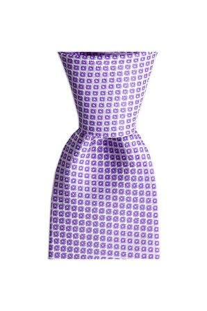 Lila desenli 7,5 cm genişliğinde ipek kravat