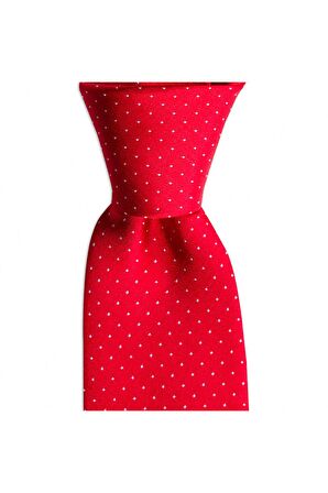 Kırmızı desenli 7,5 cm genişliğinde ipek kravat