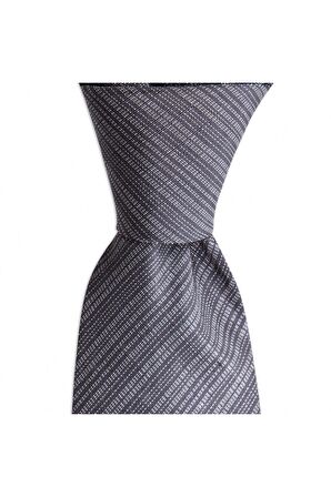 Gri desenli 8 cm genişliğinde ipek kravat