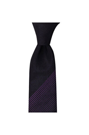 Lila panel desenli  7 cm genişliğinde ipek kravat
