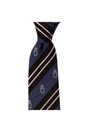 Kahverengi çizgili 8 cm genişliğinde ipek kravat