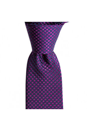 Mor desenli 7,5 cm genişliğinde ipek kravat