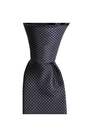 Gri desenli 6 cm genişliğinde ipek kravat