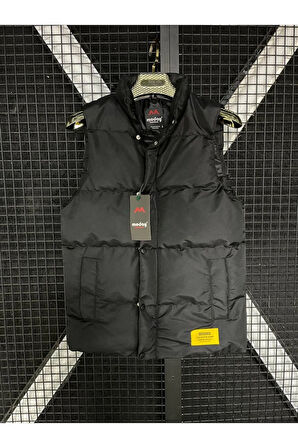 Designed Erkek Siyah Spor Slim Fit Dolum Şişme Yelek
