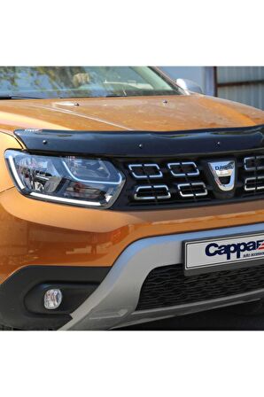 Dacia Duster Ön Kaput Koruma Rüzgarlığı 3mm Akrilik (ABS) Parlak Siyah Deflektör 2018->