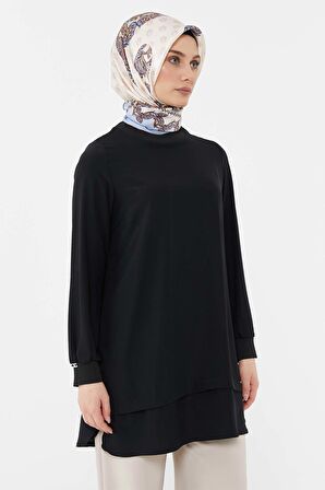 SETRMS SİYAH Ribanalı Basic Tunik 2424239