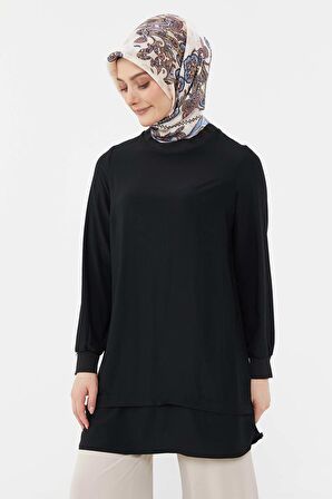 SETRMS SİYAH Ribanalı Basic Tunik 2424239