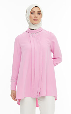 SETRMS PEMBE Katlı Yaka Kolyeli Tunik 2425099