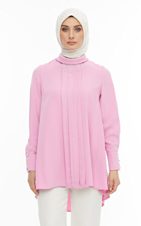 SETRMS PEMBE Katlı Yaka Kolyeli Tunik 2425099