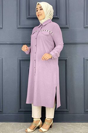 ME KADIN RENKLİ ŞERİT DETAYLI TESETTÜR GÖMLEK