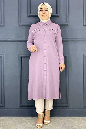 ME KADIN RENKLİ ŞERİT DETAYLI TESETTÜR GÖMLEK