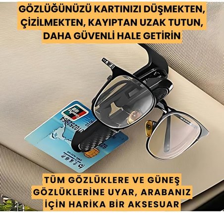 Klipsli 180 Derece Döner Klipsli Araç İçi Gözlük Tutucu Kart Tutucu Oto Araç Gözlük Tutacagi