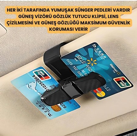 Klipsli 180 Derece Döner Klipsli Araç İçi Gözlük Tutucu Kart Tutucu Oto Araç Gözlük Tutacagi