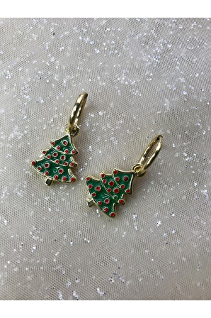 Yılbaşı temalı Çelik Küpe çam ağacı