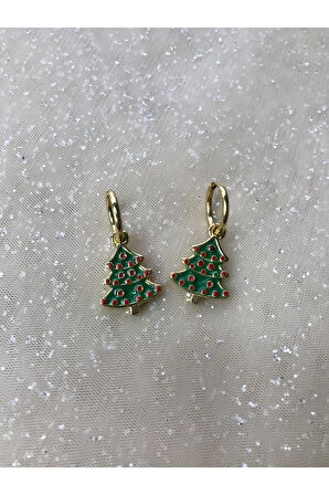 Yılbaşı temalı Çelik Küpe çam ağacı