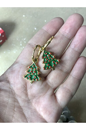 Yılbaşı temalı Çelik Küpe çam ağacı