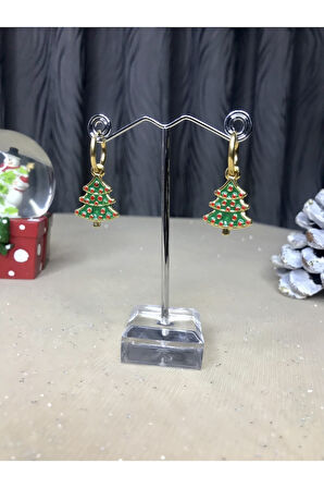 Yılbaşı temalı Çelik Küpe çam ağacı