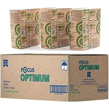 Focus Optimum Kağıt Havlu (Z Katlı) (20x24 cm) (200 lü) (12 Paket/Koli) (1 Koli)