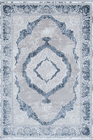 Enti Halı Miras Koleksiyonu Akrilik Saçaklı Halı 6801 Gri-Mavi