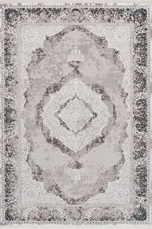 Enti Halı Miras Koleksiyonu Akrilik Saçaklı Halı 6803 Gri-Kahve