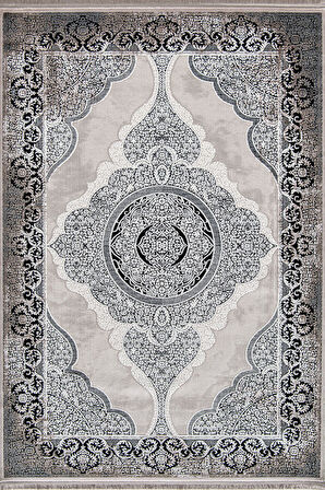 Enti Halı Miras Koleksiyonu Akrilik Saçaklı Halı 6804 Gri-Siyah