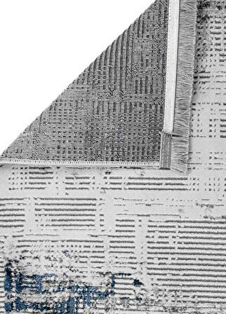 Dekorenti Halı Dora Koleksiyonu Dekoratif Saçaklı Halı 1909 Mavi