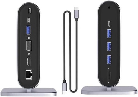 Type-C Support 4 K 12 In 1 Dock Model Pd Station Çoklayıcı Dönüştürücü Çevirici 12'si 1 Arada Dock, HDMI 4K, 100Mbps Ethernet, 3 x USB-A 3.0 ve 100W USB