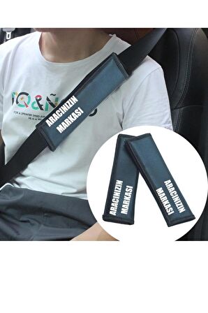 Peugeot 407 emniyet kemeri uyumlu deri kılıf - araç markası baskılı 2adet araca özel