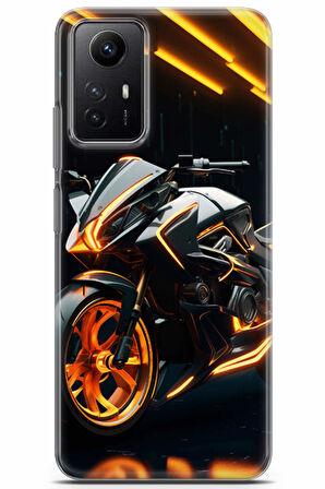 Xiaomi Redmi Note 12S 4G uyumlu Otomoto 16 Koruma Kılıfı Turuncu Neon Motor