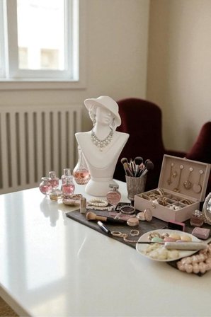 Takı Mankeni, Dekoratif Takı Standı, Takı Organizeri, Kolye Küpe Sergileme Standı Şapkalı Tasarım, 214qwvqwb
