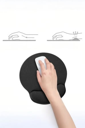 ComfiPad Bilek Destekli Konfor Kaymaz Ergonomik Mouse Pad Siyah Siyah
