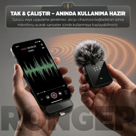 [2'li Kablosuz Yaka Mikrofonu] iPhone/Android Telefonlar/Type-C Girişli PC'ler için Type-C/Lightning Giriş 8-10 Saat Pil Ömrü 20 Metreye Kadar Menzilli Tak Çalıştır Kablosuz Mikrofon (Siyah)