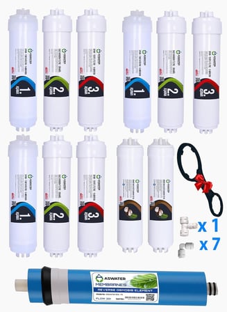 2 Yıllık Tam Bakım Seti, Aura Cerilon Silver, Platinium, Plus ve Tüm Kapalı Kasa Cihazlar ile Uyumlu, 12 Adet Su Filtresi, 2 Adet Musluk Bağlantısı, 20 Adet Bağlantı Parçası