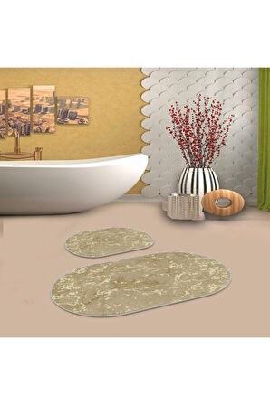 Vizon  Kaymaz Taban Retro Oval Banyo Paspas Takım  BB-107