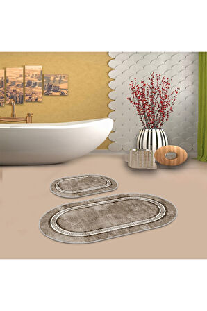 Multi  Kaymaz Taban Retro Oval Banyo Paspas Takım  BB-120