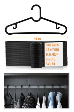 Slim Askı, Elbise Askısı Siyah 30 adet