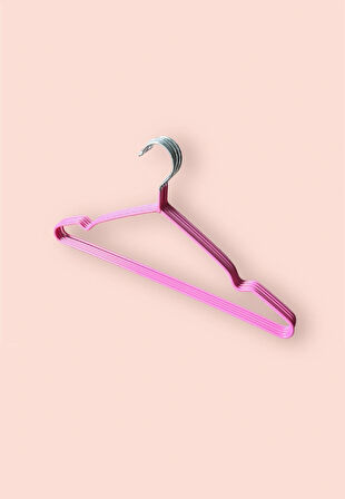 Metal Elbise Askısı Pembe Renk. Silikon Kaydırmaz Askı 20 Adet