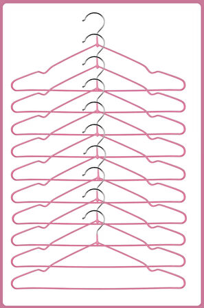 Metal Elbise Askısı Pembe Renk. Silikon Kaydırmaz Askı 20 Adet