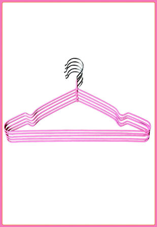 Metal Elbise Askısı Pembe Renk. Silikon Kaydırmaz Askı 20 Adet