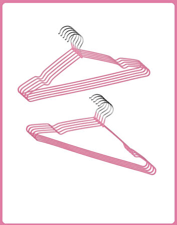 Metal Elbise Askısı Pembe Renk. Silikon Kaydırmaz Askı 20 Adet