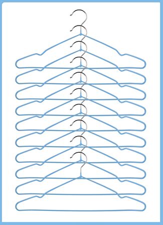 Silikon KAplı Metal Kaydırmaz Elbise Askısı - Mavi - 20 adet