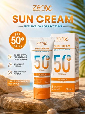 YÜZ GÜNEŞ KORUYUCU KREM Sun Cream 50+ SPF 50 ML - Güneş Koruyucu Kremi